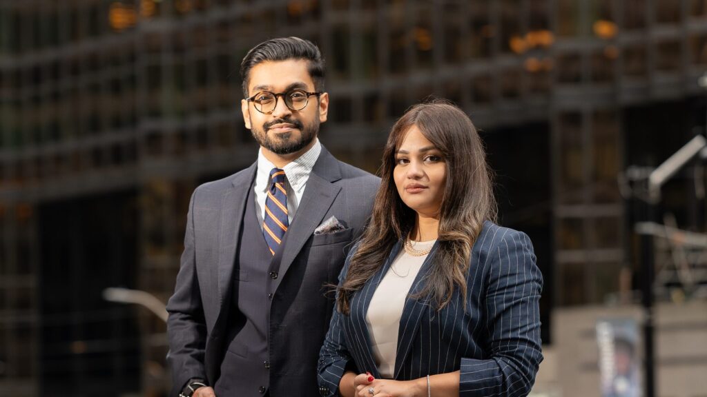 Sakif Alam and Muniza Kabir, founding partners of Kabir & Alam Lawyers, in downtown Toronto